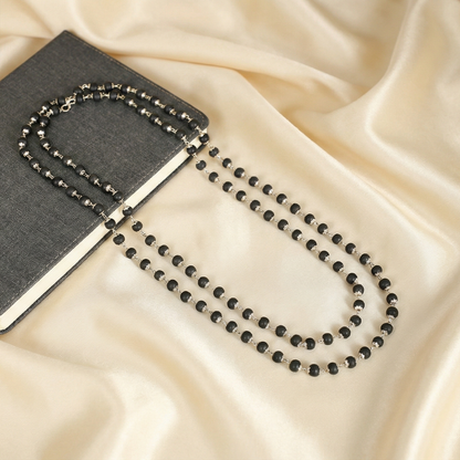 ಬೆಳ್ಳಿಯ ಕರುಂಗಲಿ ಮಾಲಾ - ನೈಸರ್ಗಿಕ ಎಬೋನಿ ವುಡ್ (Govt of India. Certified)